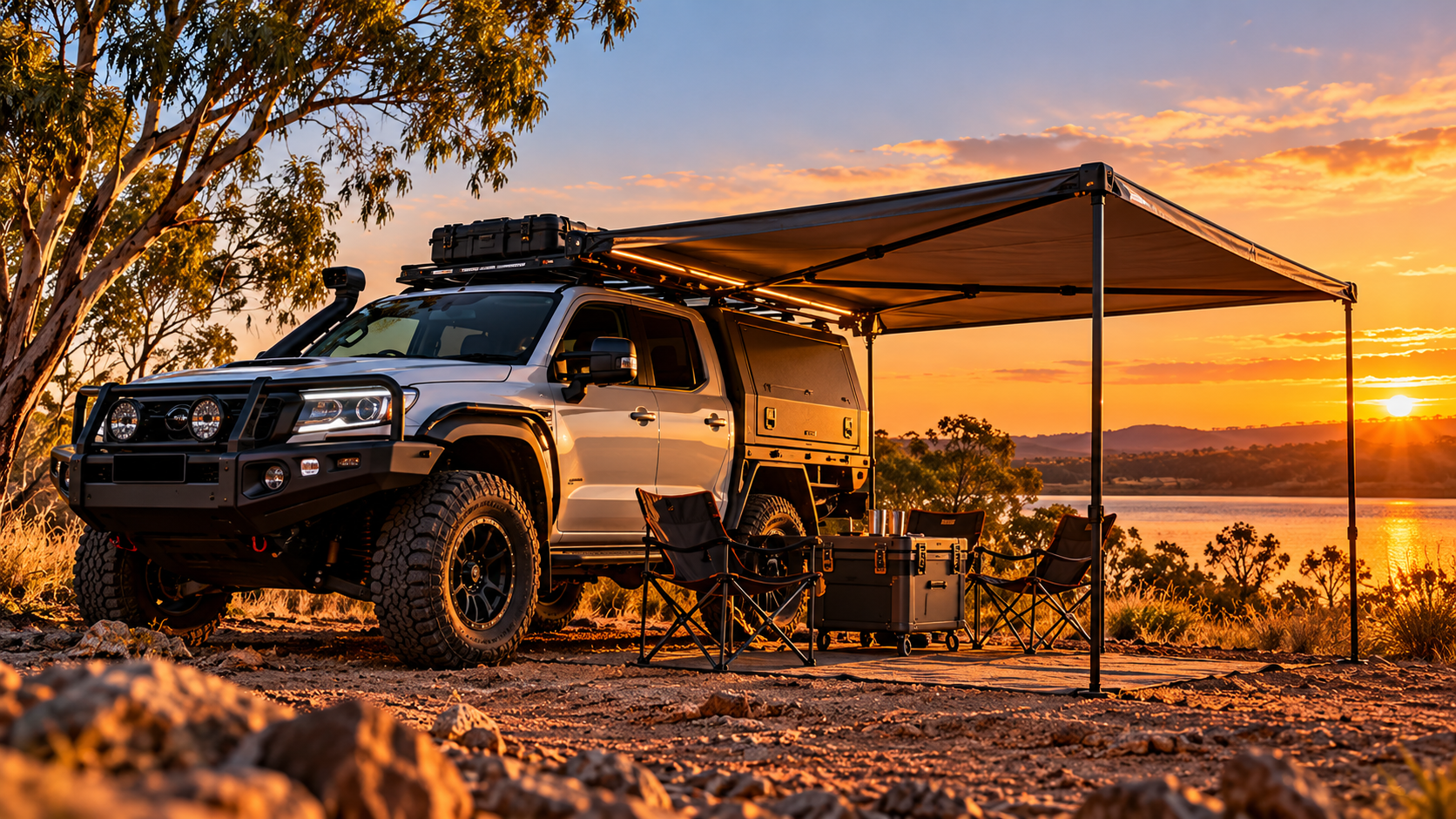 4WD with extended camping awning